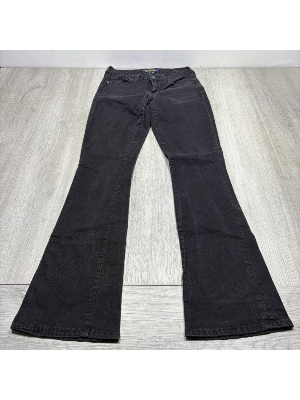 Lucky Brand Jeans Sofia Boot Black Denim Sz 2/26R Logo Lucky You